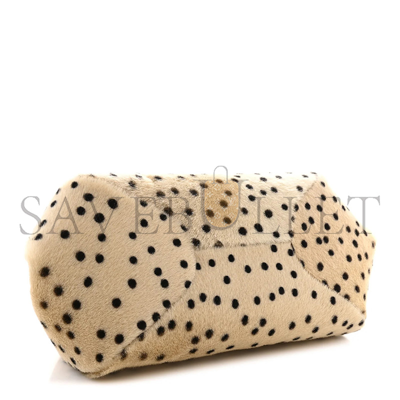 Ch**el MASTER PONY HAIR CHEETAH PRINT PRETTY CC CLUTCH WITH STRAP LIGHT BEIGE BLACK (29*15*13cm)